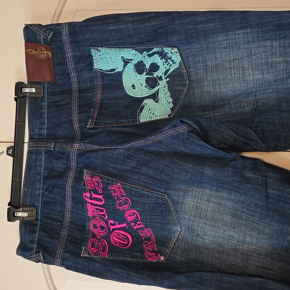 Songs of Freedom Skeleton Men's Jeans 38 x 30 Embroidered - Picture 2 of 5